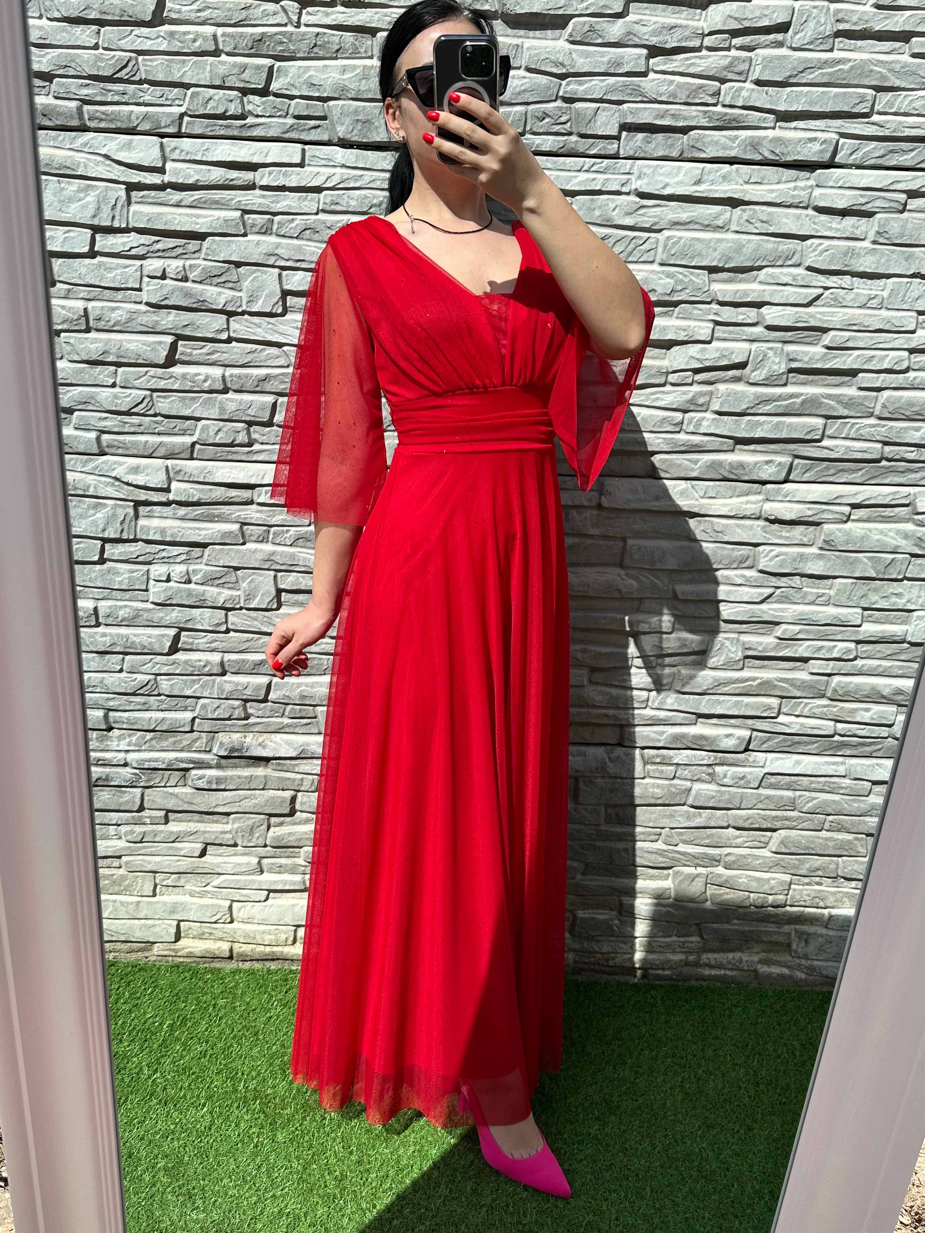 Rochie Lunga Voal Paiete