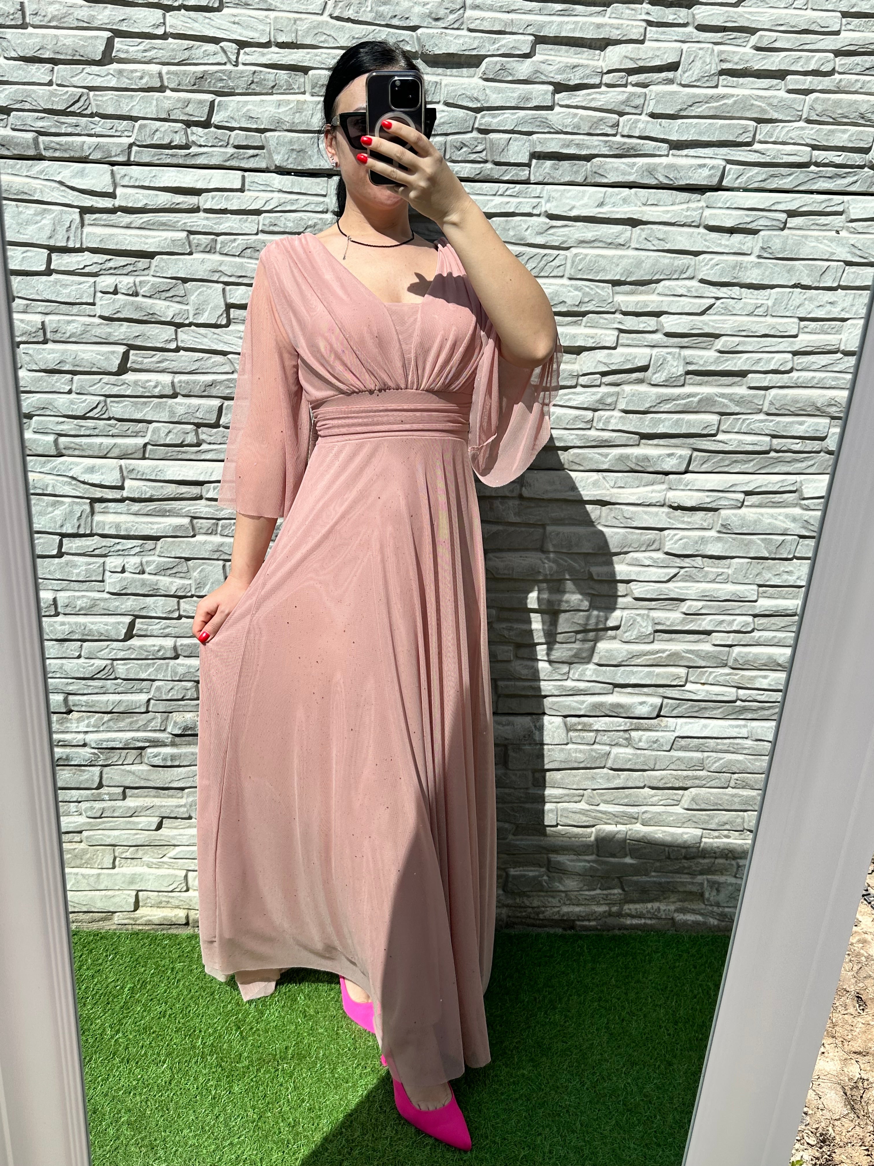 Rochie Lunga Voal Paiete